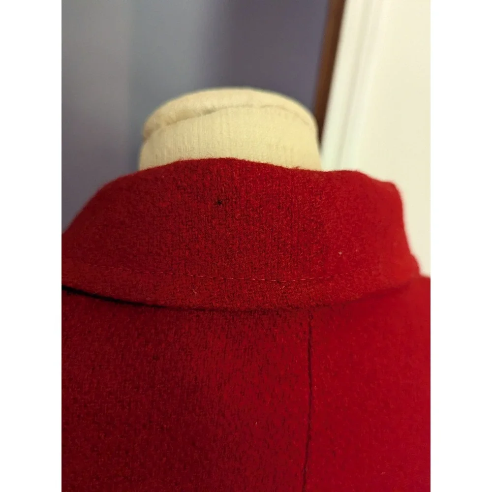 Vintage Shari Love Red Wool Blend Double Breasted‎ Coat Classic Pocket Winter